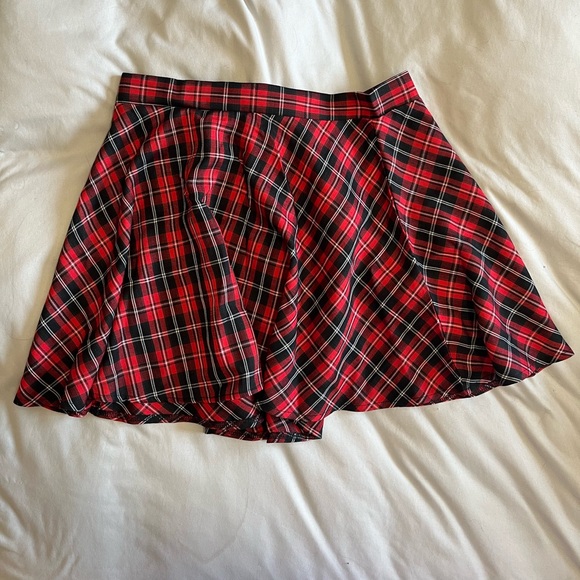 SHEIN EZwear Wide Band Waist Tartan Flared Skirt L - Picture 3 of 4